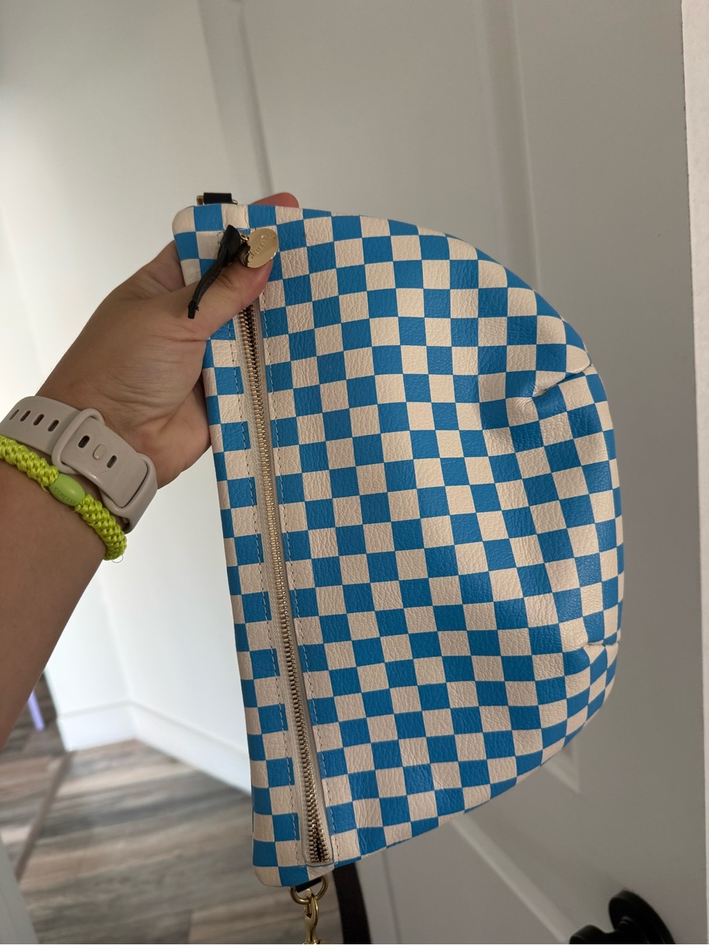 Clare V Blue & White Checkered Grade Fanny